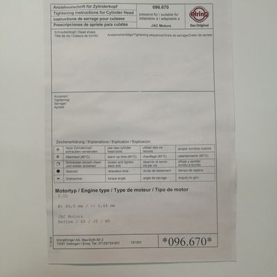 Guarnizione della testa del cilindro in acciaio per JAC S5 Durabilità e prestazioni superiori